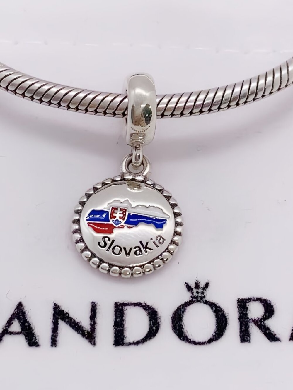 Pandora Slovakia Flag Map Dangle Charm S925 Silver with box